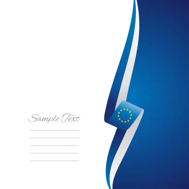 Vector illustration of EU flag ribbon right side brochure cover vector