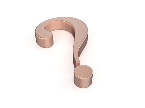 Cooper question symbol on a white background. 3d illustration.