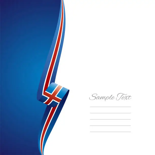 Vector illustration of Iceland flag ribbon left side brochure cover vector