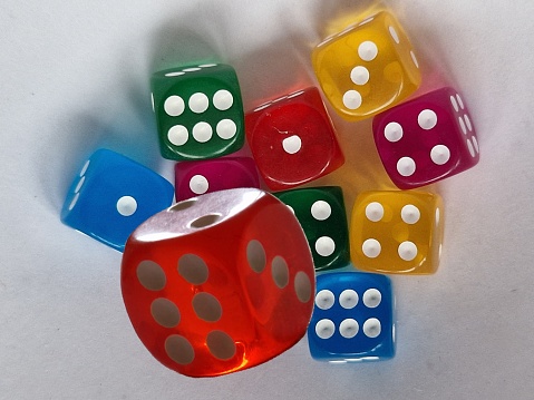 large number colored glass dices