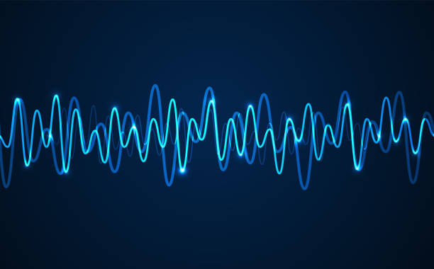 illustrazioni stock, clip art, cartoni animati e icone di tendenza di blue digital equalizer background. sound wave background - spectrum rainbow backgrounds disco