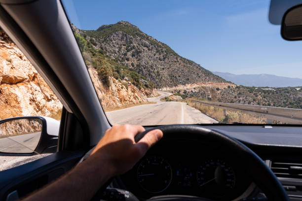 istock Driver seat view over the Aegean coastal road in Turkey 2017757792