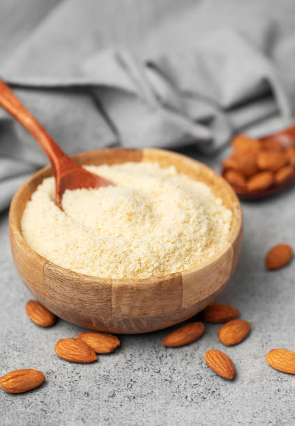 istock Fresh almond flour in a  bowl and almonds 2017765452