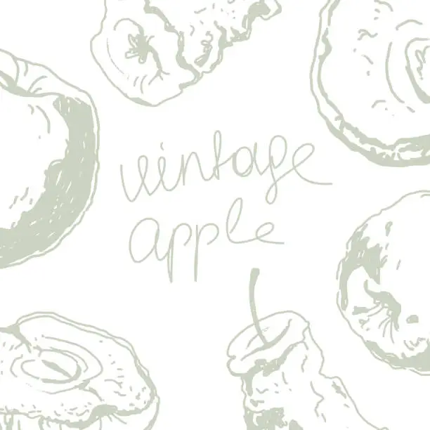 Vector illustration of apple in sketch style, poster design.