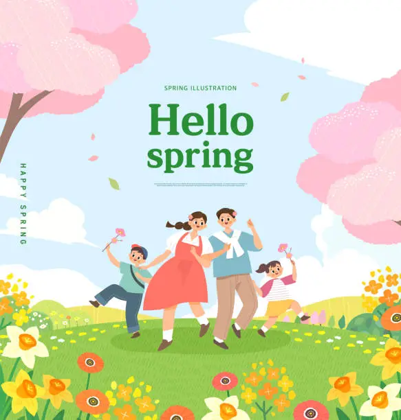 Vector illustration of Spring template