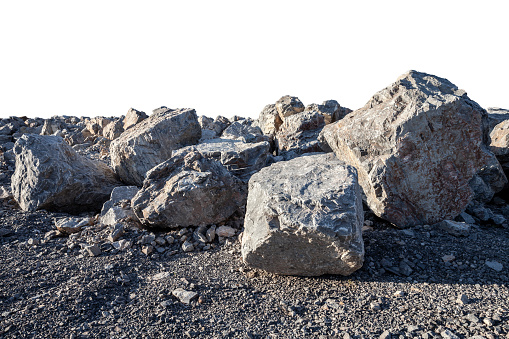 Dusty white industrial gravel on the ground, seamless background photo texture