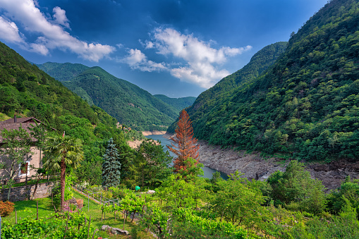 Magnificent view of the rural side of Valle Verzasca in the Swiss Alps, Ticino