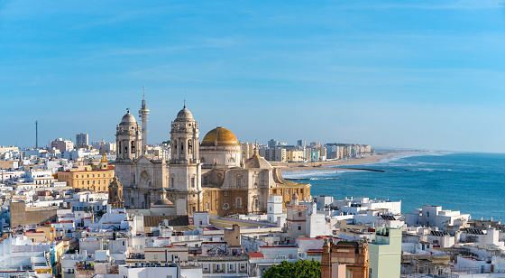 Cadiz city skyline aerial view in Andalusia of Spain