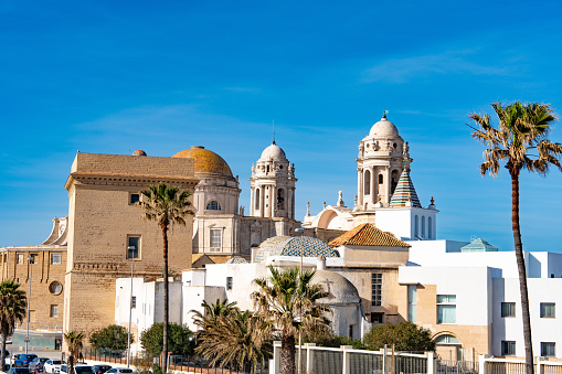 Cadiz city skyline and beach in Andalusia of Spain
