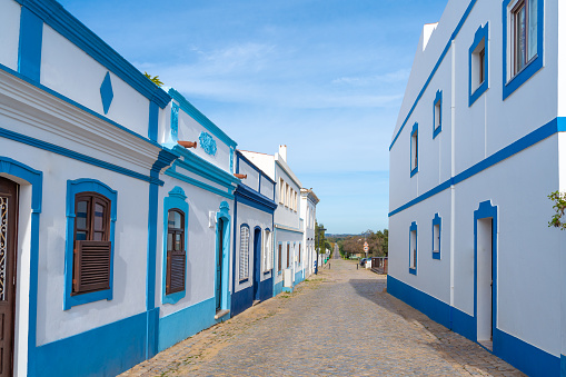 Cacela Velha white and blue beautiful picturesque village in Portugal Algarve