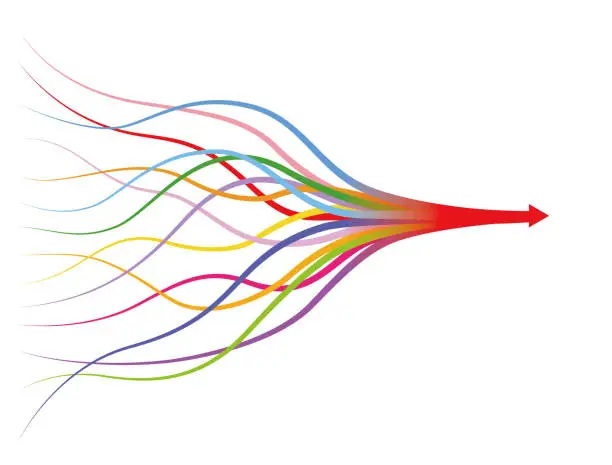 Vector illustration of Merge arrows infographic