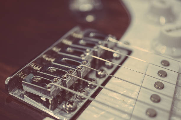 beautiful wooden guitar close up