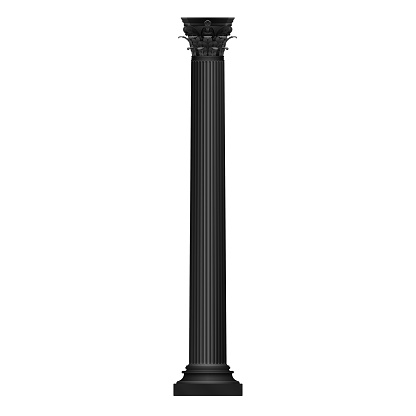 Ancient column black glyph icon, old traditional building support vector illustration