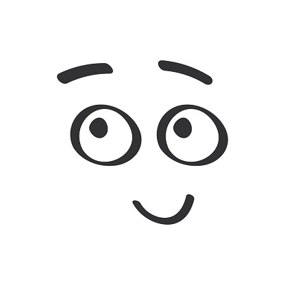 Curious facial expression of character in monochrome doodle style vector illustration