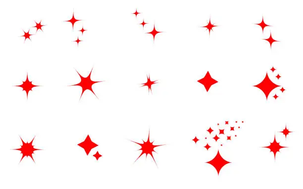 Vector illustration of Set of red starbursts isolated