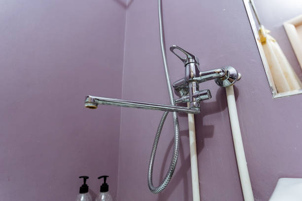 istock a bathroom with purple walls and a shower head 2017935909