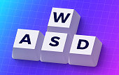 Modern Keyboard White Gaming 3D Isometric WASD Keys