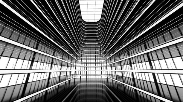istock Modern style luxury black and white hall in side office building interior abstract space for background 3d render 2018024463