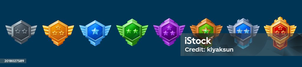 Game Ranks Loyalty Game Rank Badges Set Isolated On Background Stock Illustration ...