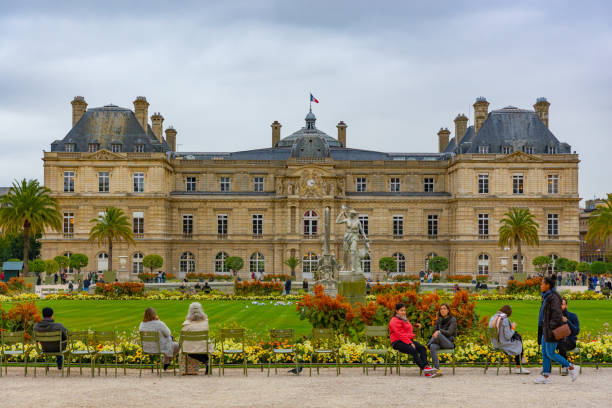 Paris, France - October 2, 2018 - Luxembourg Palace was originally built (1615-1645) to be the royal residence of the regent Marie de Medici. It has been the seat of the French Senate of the Fifth Republic, Paris, France, Europe