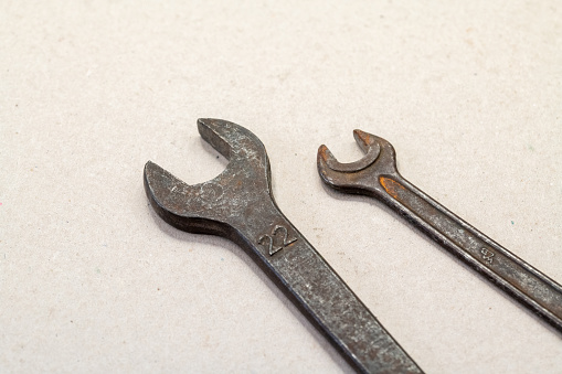 Close-up of old wrenches
