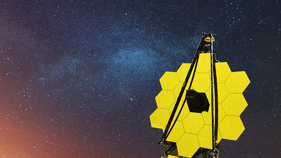 The new James Web Space Telescope flies in deep stellar space and explores constellations and planets. Space Mission