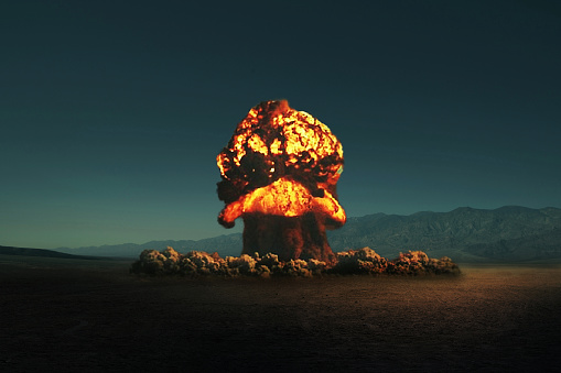 Explosion burst on a black background. Ideal for compositing with another image. The background can be removed with a blending mode like screen.