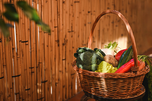 basket of freshly picked vegetables.