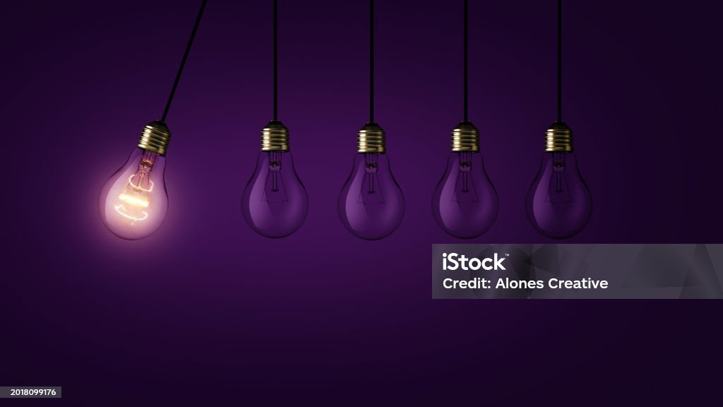 Extinguished Lights Creative Light Bulb Lights Up Other Extinguished Light Bulbs On A Dark ...