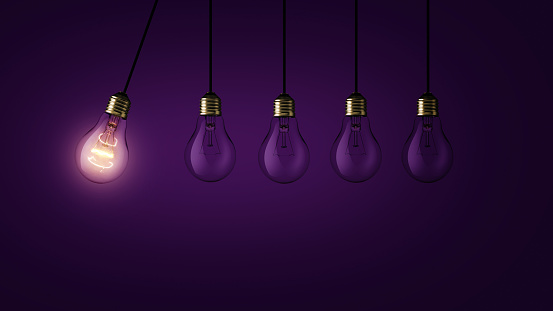 Extinguished Lights Creative Light Bulb Lights Up Other Extinguished Light Bulbs On A Dark ...