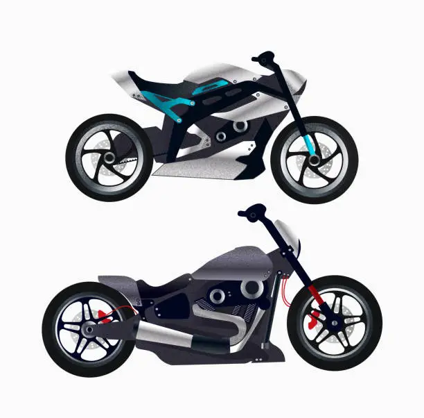 Vector illustration of Stylish chopper bike and Crotch rocket bike