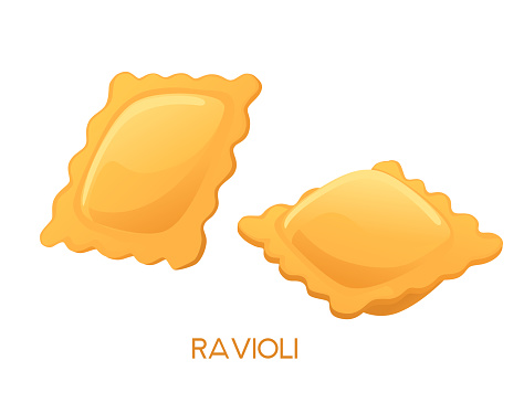 Uncooked italian pasta ravioli cuisine staples vector illustration isolated on white background