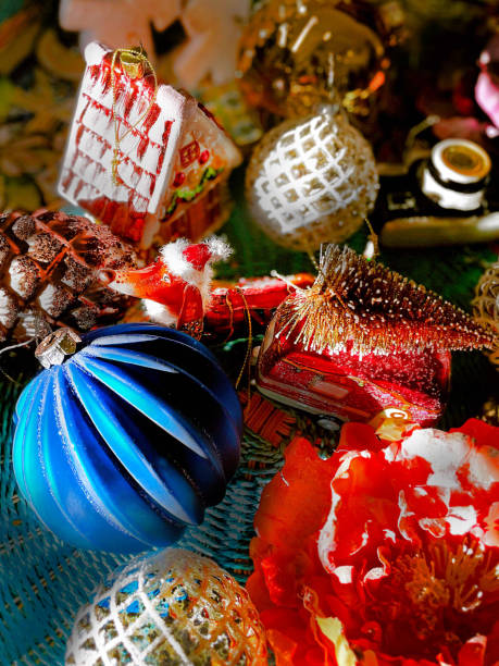 istock Close-up, Christmas tree toys, blue red 2018099899