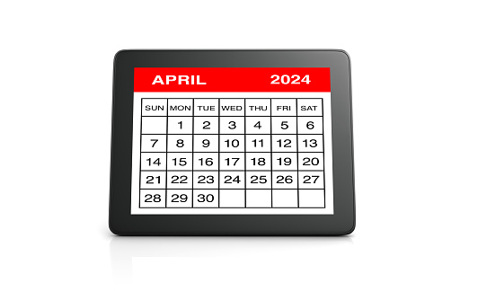 April 2024 calendar on Tablet