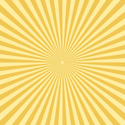 Sunburst pattern with radiant yellow rays. Warm, glowing sunshine effect. Bright, energetic design. Vector illustration. EPS 10. Stock image.
