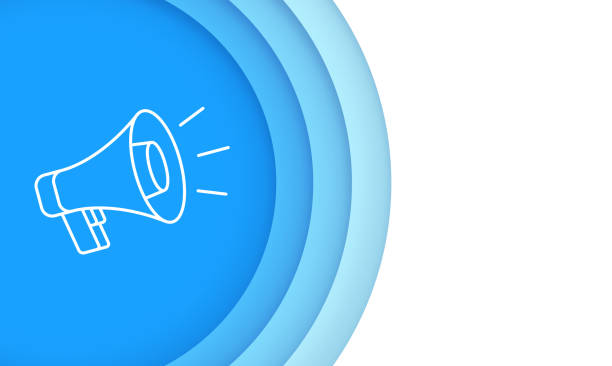 Announcement Megaphone Speaker Line Design Background Circle frame layer announcement speaker megaphone background pattern design with space for your copy. speaker-vector stock illustrations