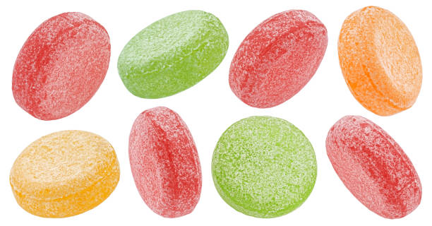 istock Fruit caramel, hard candies isolated on white background 2018255233