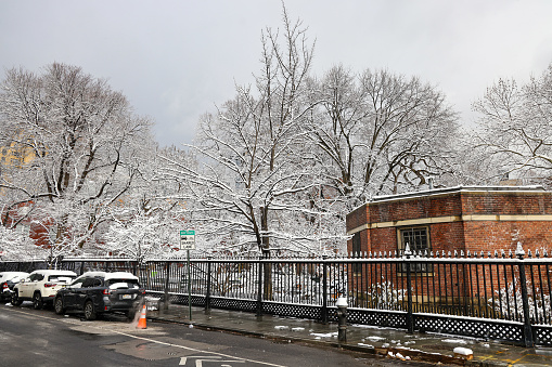 Snow covers the trees and streets in Stuyvesant Park after a winter storm hit New York, New York, Saturday, Feb. 17, 2024. A winter weather advisory is in effect until 10 a.m. for northeastern New Jersey, New York City and Long Island, according to the National Weather Service. (Photo: Gordon Donovan)