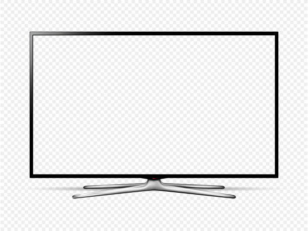 투명한 배경에 고립된 투명한 화면이 있는 사실적인 스마트 tv - television flat screen high definition television liquid crystal display stock illustrations