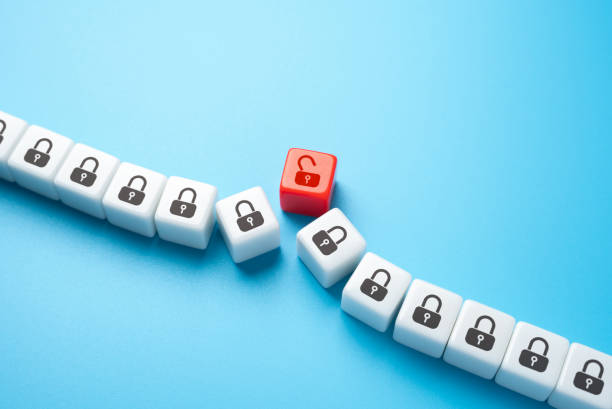 istock Opening a padlock breaks the chain. Using the correct key or combination. Overcoming barriers or limitations. Security breach. Failure to fulfill a promise. 2018469382