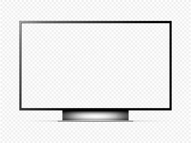 Vector illustration of TV screen. Smart tv with transparent screen isolated on transparent background. Vector illustration.