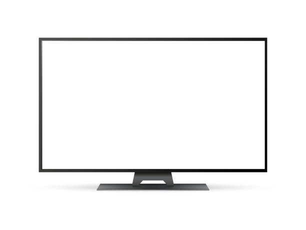 스마트 tv 모형. 빈 텔레비전 화면. - television flat screen high definition television liquid crystal display stock illustrations