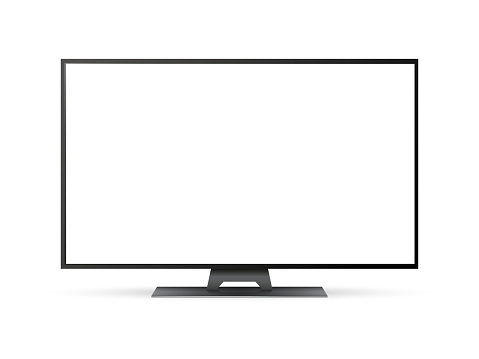 Realistic tv screen. Smart tv mockup. Blank television template. Vector illustration.