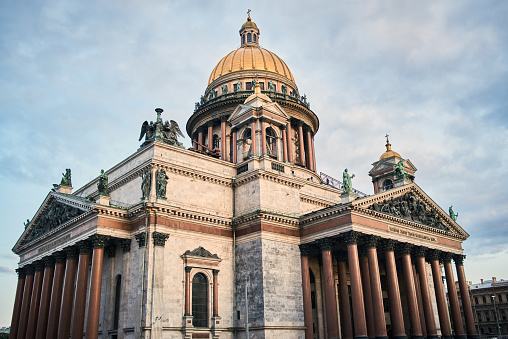Saint Isaac's Cathedral is the largest Christian orthodox church on a sunny evening light, St. Petersburg, Russia