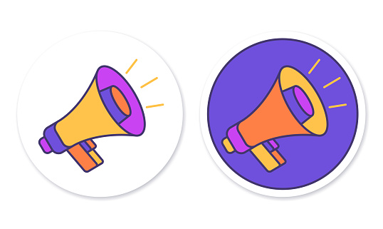 Megaphone announcement message icon and symbol.