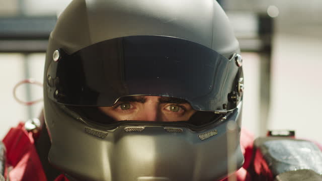 Eyes of a driver through the helmet