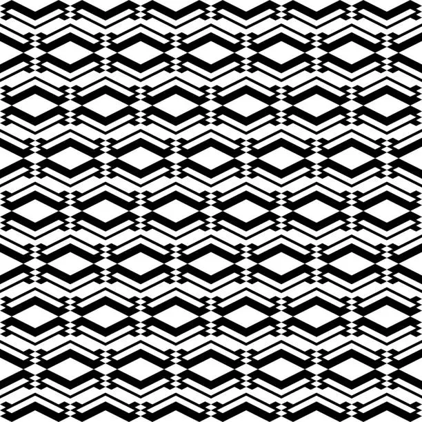 Vector illustration of Seamless pattern. Rhombuses, figures wallpaper. Geometrical background. Diamonds, shapes ornament. Ethnic motif. Geometric backdrop. Digital paper, textile print, web design, abstract. Vector artwork