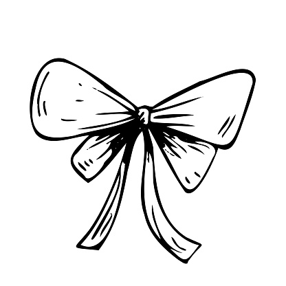 Hand Drawn Ink Doodle Of A Bow On A Transparent Background (there are no fills at all, just the black)