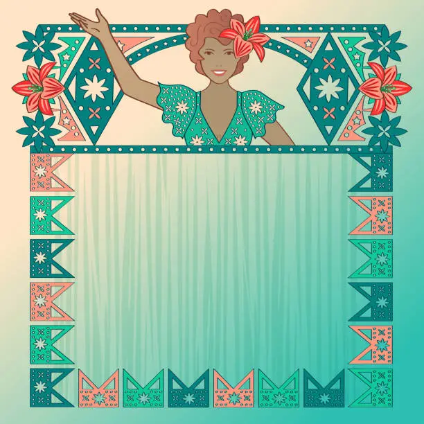 Vector illustration of festa junina festival square composition template