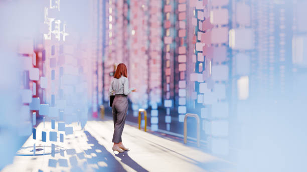 istock Woman surrounded by squares 2018620871